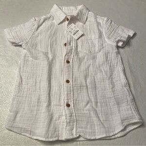 Crewcuts Boys Size 4-5 White Gauze Button Down Shirt- NWT